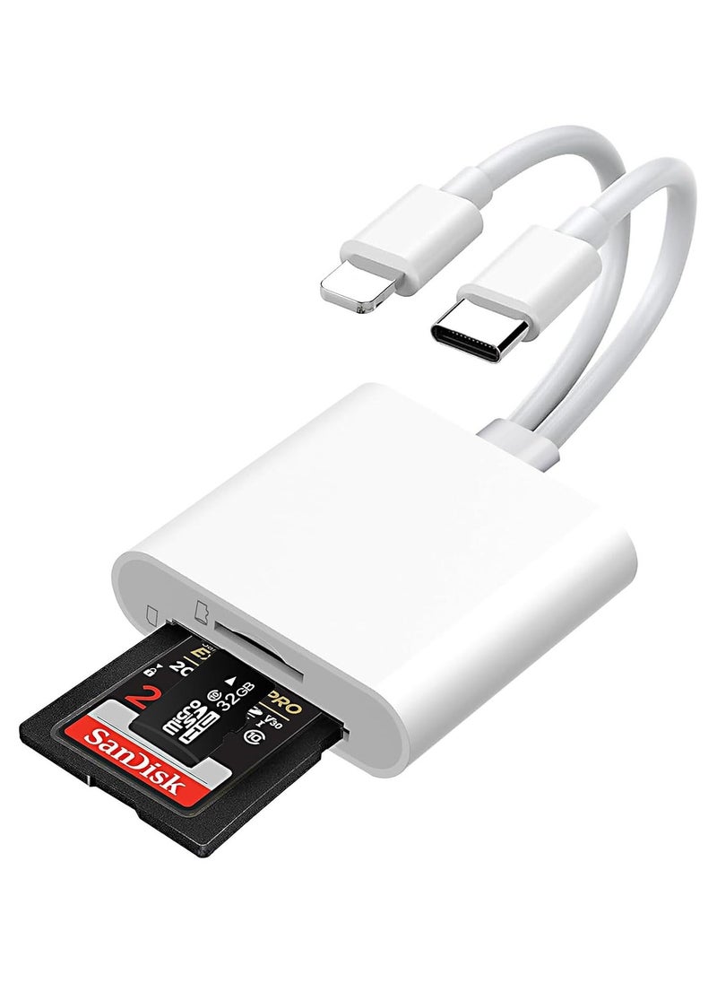 FLOWING SD Card Reader for iPhone iPad Camera Dual Slot Memory Card Adapter Supports SD TF Cards Portable Micro Card Reader Plug and Play for Travel Outdoor Use - Image 1