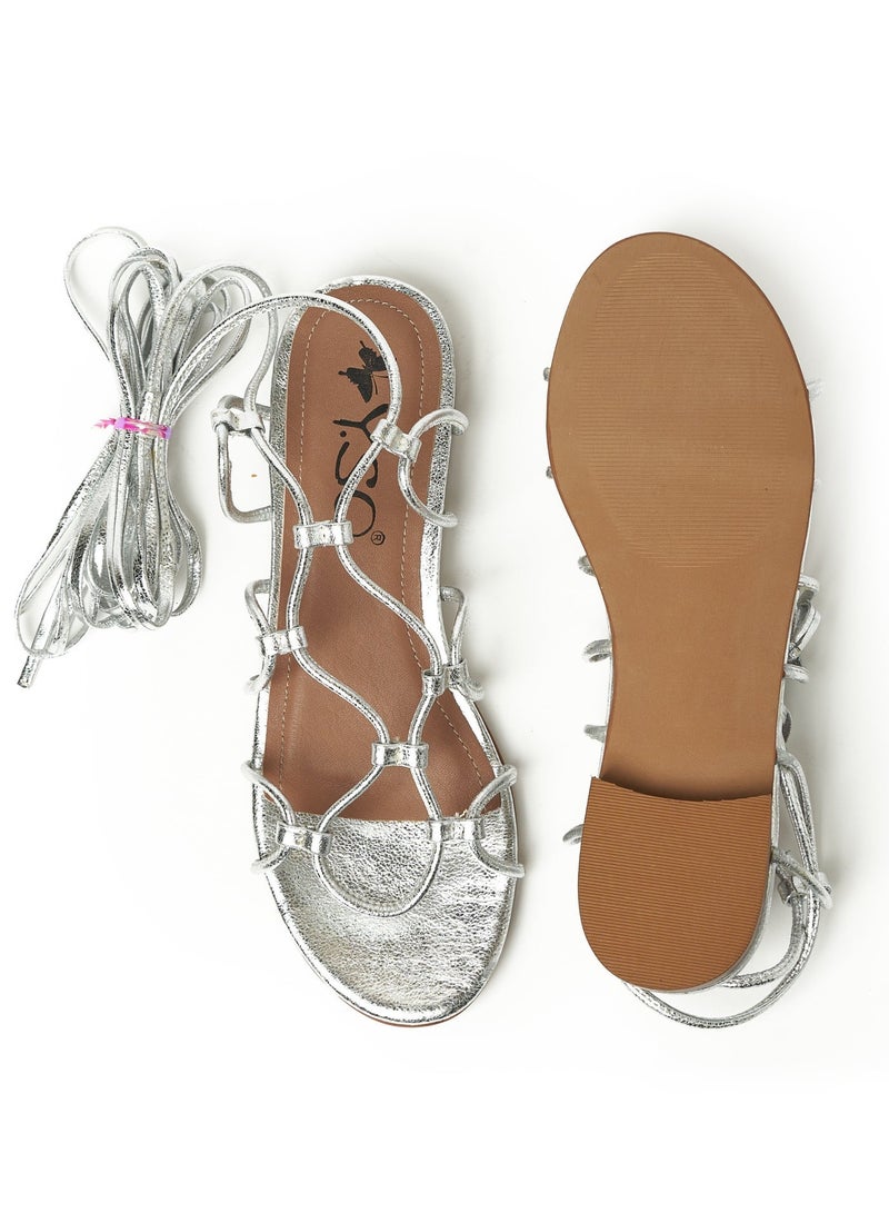 Y.so Women’s Gladiator Sandals with Ankle Wrap – Flat Lace-Up Summer Sandals - Image 3