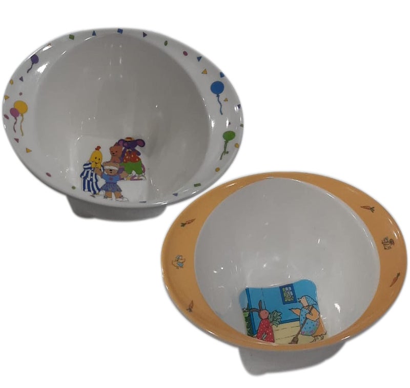 ZIDO (Pack of 2 Multi-Purpose Oval Shape Cartoon Character Bowls for Serving All Type of Snacks Items (Smile Jokers and Rabbit Families). - Image 1
