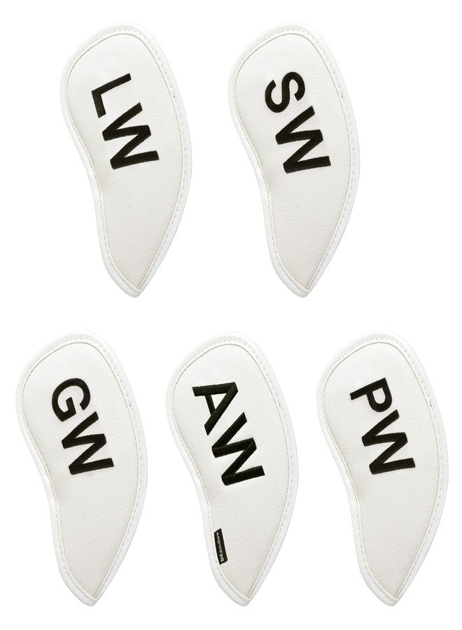 Andux 5Pack PU Golf Wedge Irons Club Head Covers NO. on Both Sides with Hook & Loop Closure MT/S20 White - Image 3