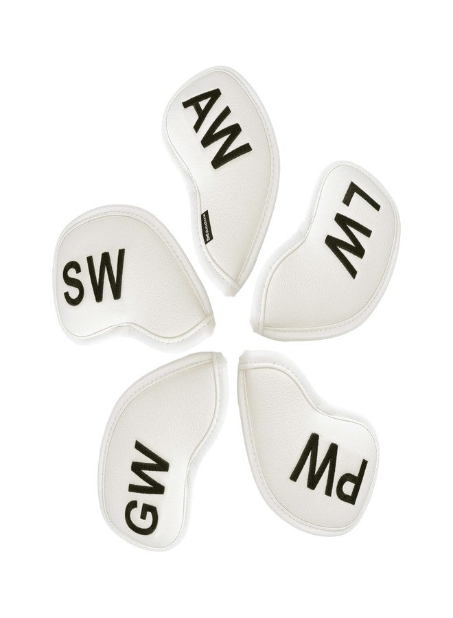 Andux 5Pack PU Golf Wedge Irons Club Head Covers NO. on Both Sides with Hook & Loop Closure MT/S20 White - Image 1