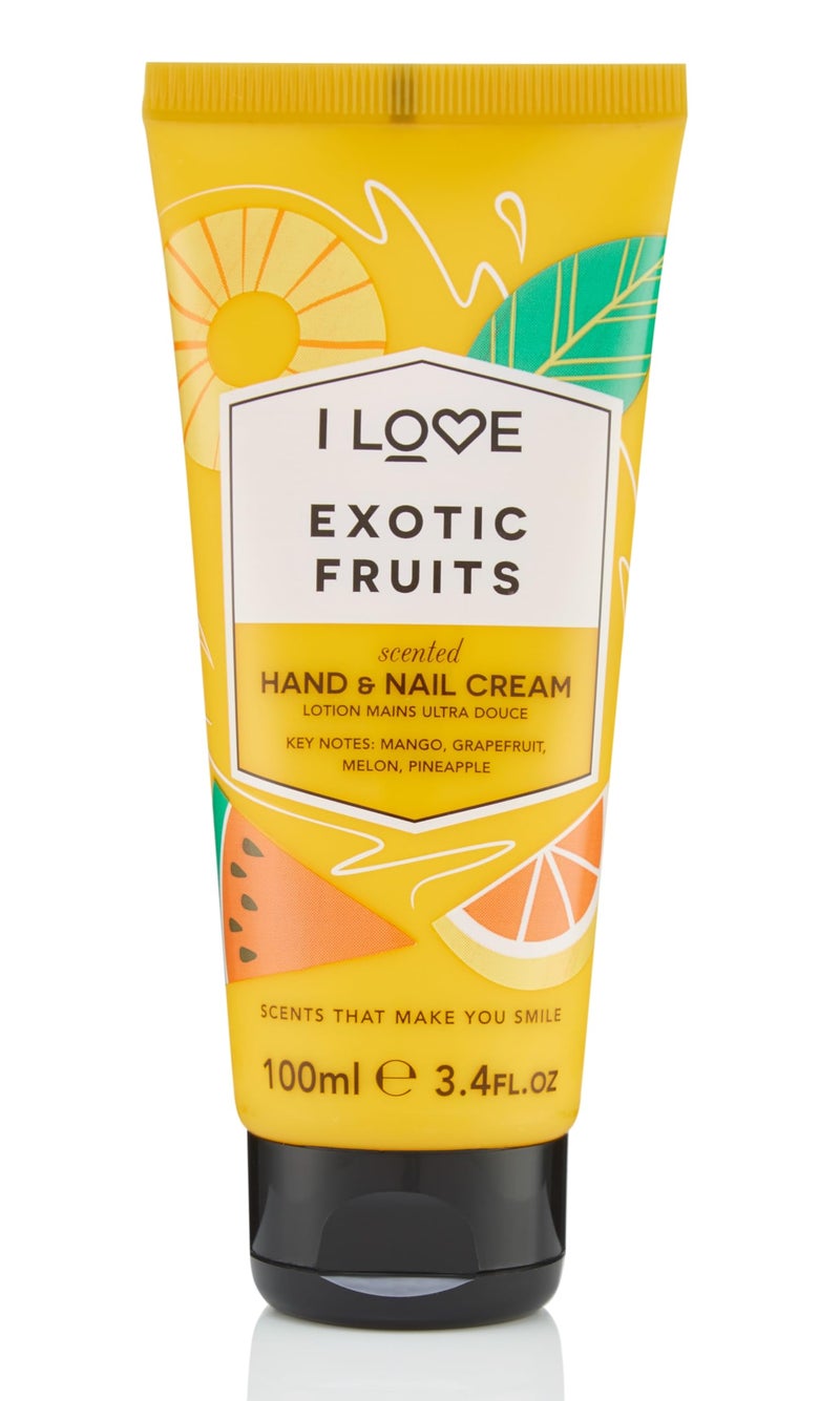 I LOVE Exotic Fruit Scented Hand and Nail Cream - Hand Cream for Dry Hands - Vitamin E, Coconut Oil, and Shea Butter - Silicone Free - 3.4 oz - Image 1