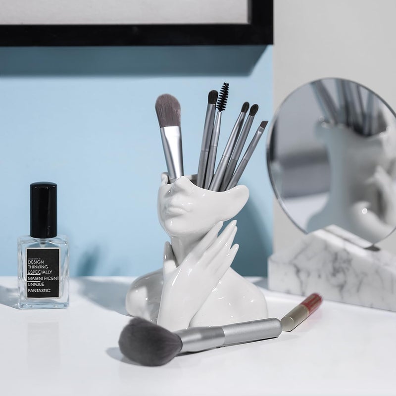 BrownLove XSMXLNKWL مزهرية وجه سيراميك بيضاء للزينة، مزهرية وجه أنثوي فنية، مزهرية زخرفية حديثة كقطعة مركزية للطاولة، الرف، غرفة المعيشة، المكتب، غرفة النوم، صغيرة - Image 2