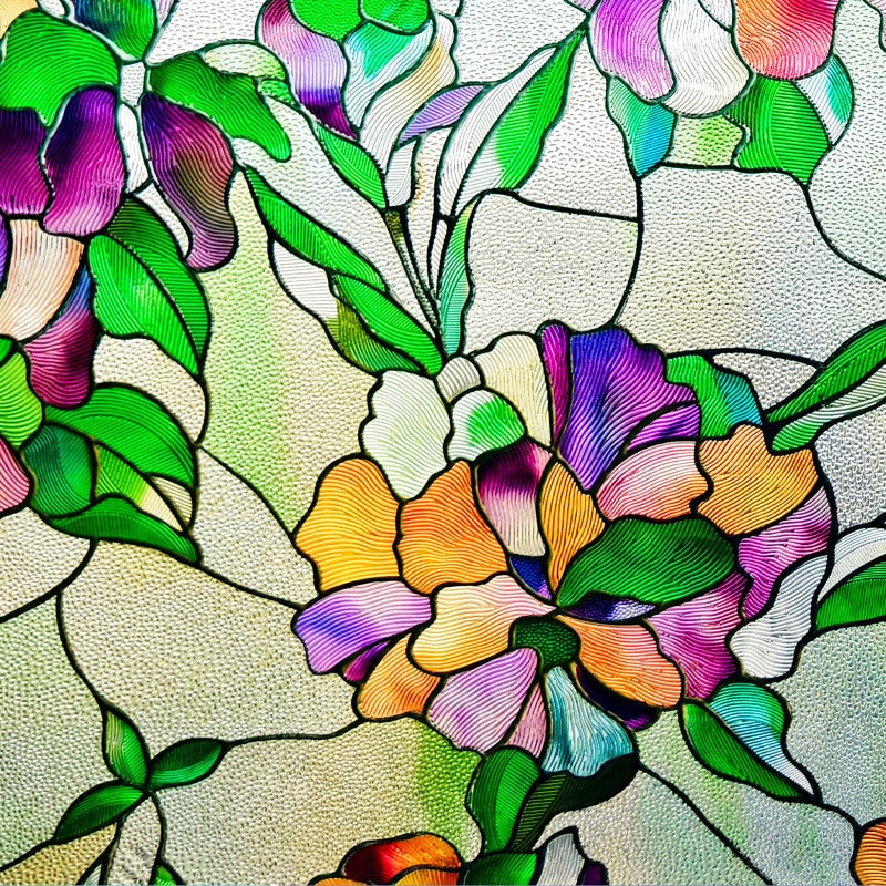 ADD.HERES 3D Stained Glass Window Film, Decorative Window Privacy Film for Bathroom,Front Door,Home, Sun Blocking Heat Control,Static Cling, Viola Tricolor 23.6inch x 35.4inch - Image 2