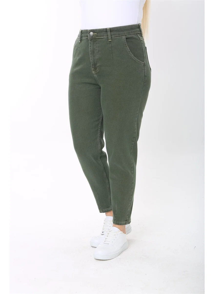 Cedy Denim Women's Plus Size Pleated Mom Jeans C600