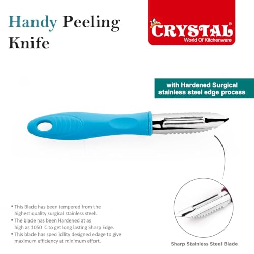 Crystal MKA-009 Sleek Peeler and Scraper | Surgical Steel Blade | Ideal for Fruits & Vegetables | Multicolour - Image 3