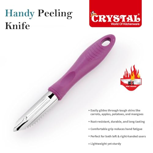 Crystal MKA-009 Sleek Peeler and Scraper | Surgical Steel Blade | Ideal for Fruits & Vegetables | Multicolour - Image 2