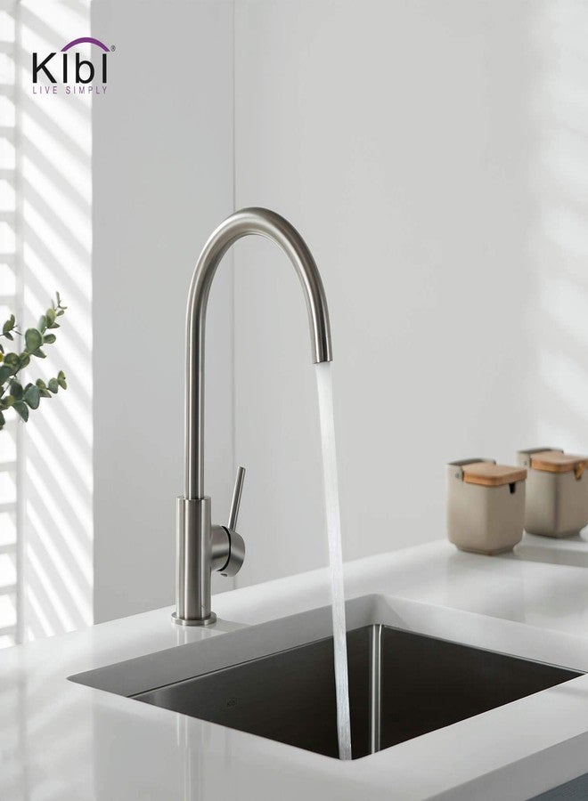 كيبي صنبور حوض KIBI Lowa بمقبض واحد وصنبور دوار 360 درجة | صنبور مطبخ عالي القوس بفتحة واحدة من النيكل المصقول | مقاوم للصدأ والتآكل، KKF2001 - Image 2