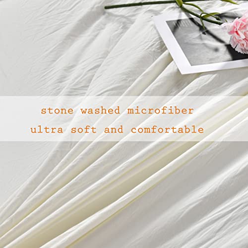 Masaca Shabby King Size Comforter Set, Farmhouse Ivory Bedding Ruffled Comforter Set King,Lightweight Vintage Rustic Bedding 3 Pcs (1 Shabby Comforter and 2 Pillowcases) - Image 4