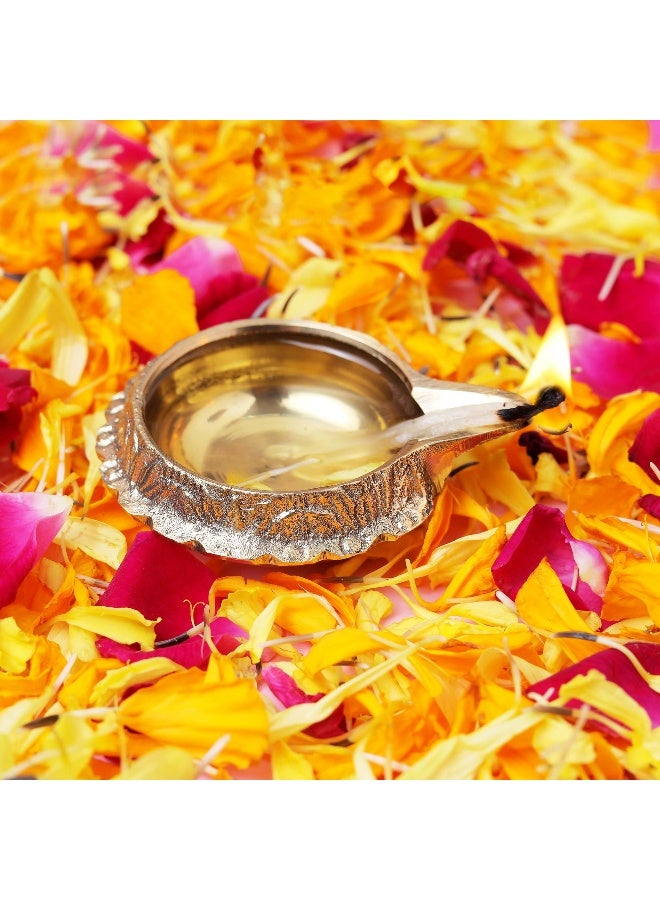 Aksharveda Brass Kuber Diya Lamp with Handle – Traditional Oil Lamp for Pooja, Temple & Home Decor | Handcrafted Brass Deepak for Diwali & Festivals - Image 3