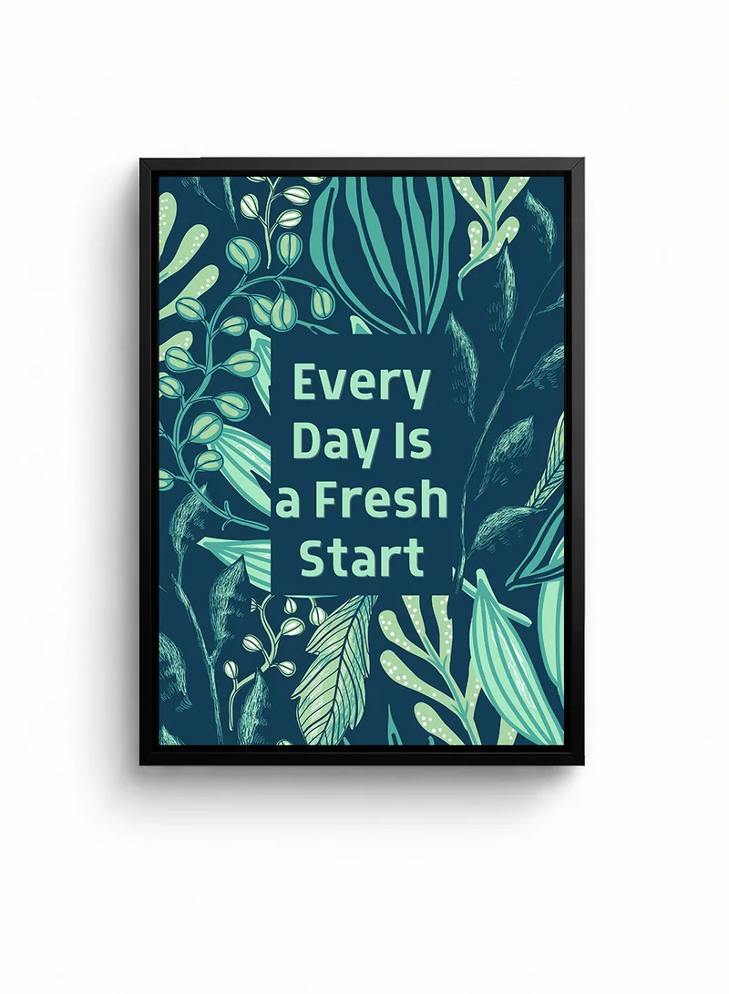 لوحة لوحة كانفاس على إطار خشبي مع إطار خارجي أسود بعبارة تحفيزية باللغة الإنجليزية