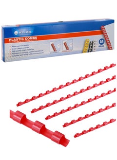 ATLAS 100-Piece Plastic Binding Combs 6mm Width Red  - Image 1