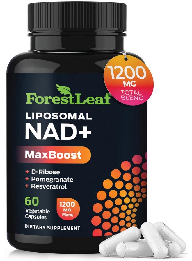 فورست ليف مكمل NAD، مكمل ريسفيراترول NAD الليبوسومي للنساء والرجال 1200 ملغ مع د-ريبوز ورمان NAD+ Plus MaxBoost لإطالة العمر، ومكافحة الشيخوخة، والطاقة الخلوية، بديل NMN (60 كبسولة) - Image 1