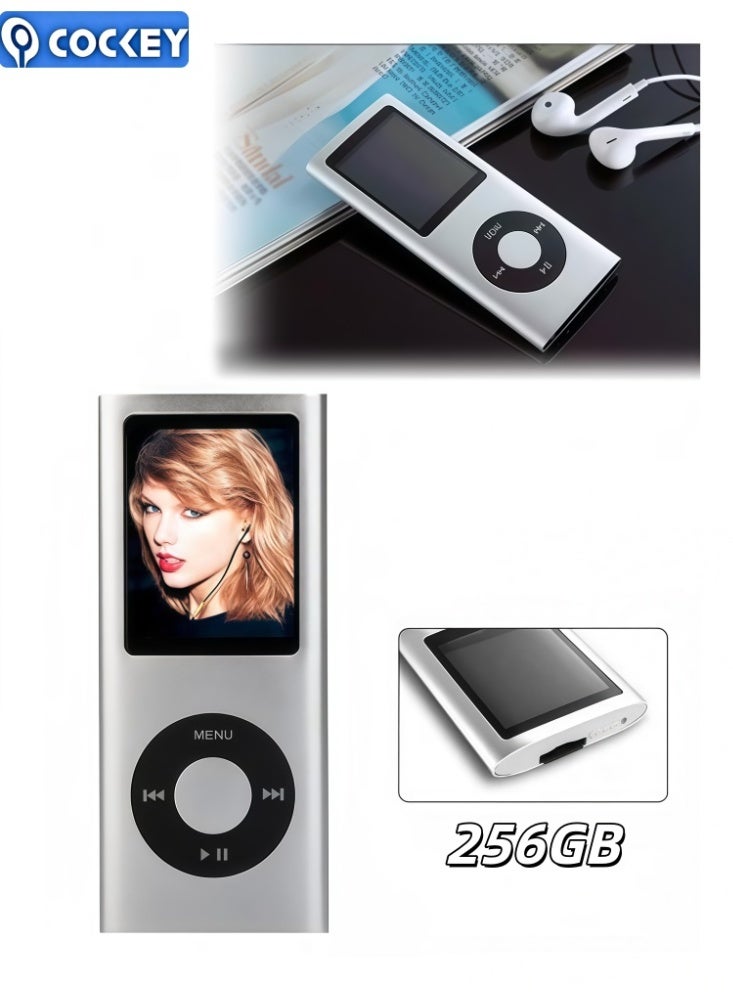 كوكي مشغل مصغّر MP3 بسعة 256 جيجابايت، مشغل موسيقى عالي الجودة محمول بشاشة مقاس 2.0 بوصة، ترقية لدعم الاتصال بالبلوتوث، مشغل موسيقى ببطاقة مع راديو FM ومسجل صوت (256 جيجابايت) - Image 1