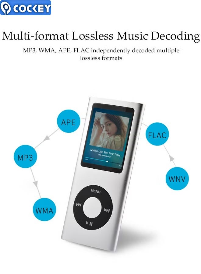 كوكي مشغل مصغّر MP3 بسعة 256 جيجابايت، مشغل موسيقى عالي الجودة محمول بشاشة مقاس 2.0 بوصة، ترقية لدعم الاتصال بالبلوتوث، مشغل موسيقى ببطاقة مع راديو FM ومسجل صوت (256 جيجابايت) - Image 2