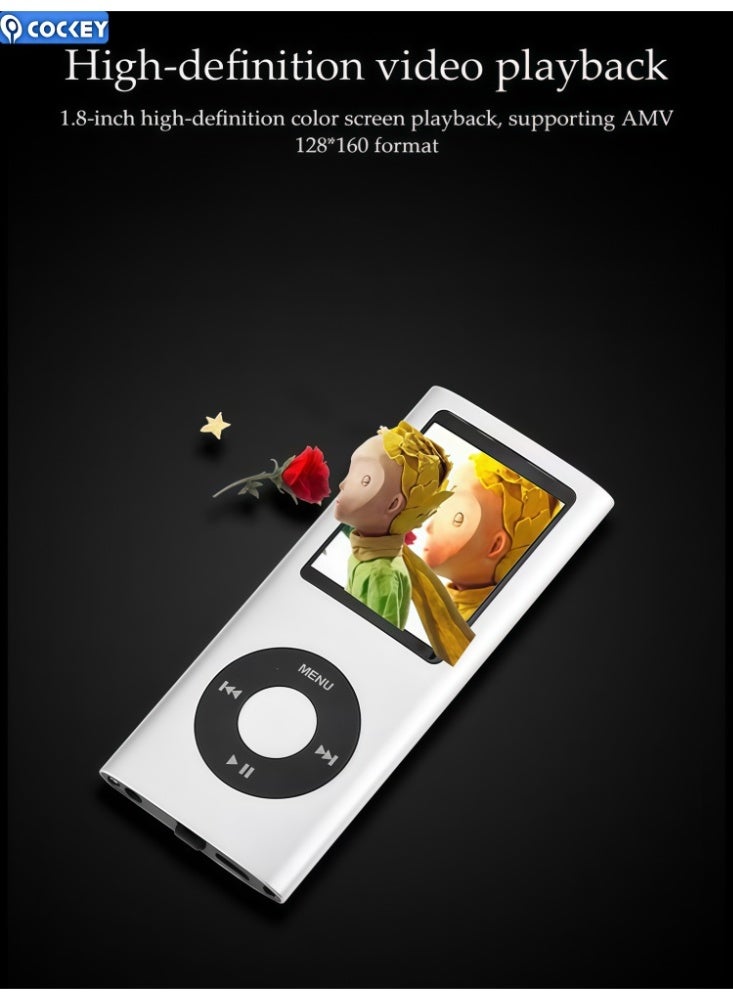 كوكي مشغل مصغّر MP3 بسعة 256 جيجابايت، مشغل موسيقى عالي الجودة محمول بشاشة مقاس 2.0 بوصة، ترقية لدعم الاتصال بالبلوتوث، مشغل موسيقى ببطاقة مع راديو FM ومسجل صوت (256 جيجابايت) - Image 4