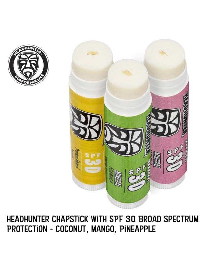 Headhunter Sport Chapstick Sunscreen SPF 30, Natural Mineral Waterproof Lip Balm For Sun Protection, Ultra Solar Defense - Reef Safe Sunblock Chap Stick, 3 Flavors - Coconut, Pineapple, Mango (3 Pack) - Image 5