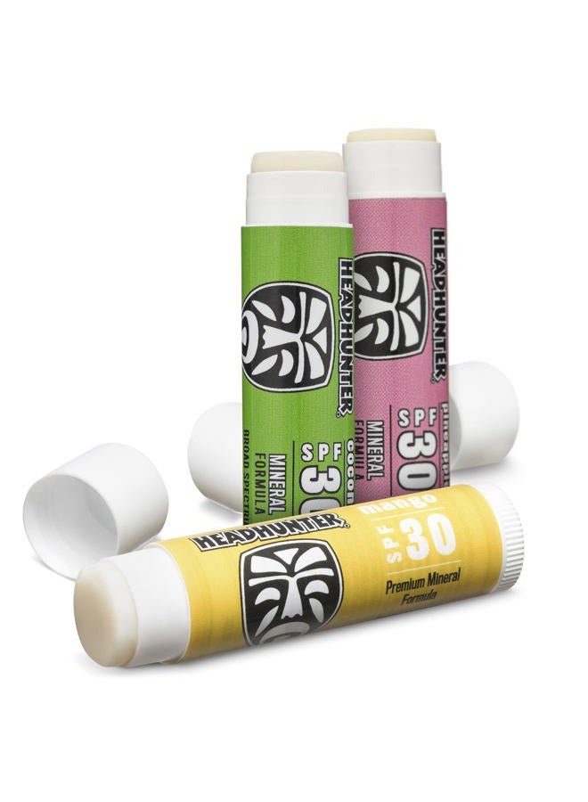 Headhunter Sport Chapstick Sunscreen SPF 30, Natural Mineral Waterproof Lip Balm For Sun Protection, Ultra Solar Defense - Reef Safe Sunblock Chap Stick, 3 Flavors - Coconut, Pineapple, Mango (3 Pack) - Image 2