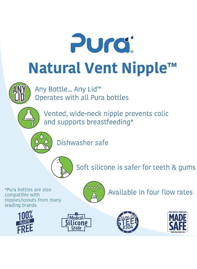 Pura (fastflow) - Kiki Wide Neck Natural Vent Silicone Nipple, Fast Flow - Image 3