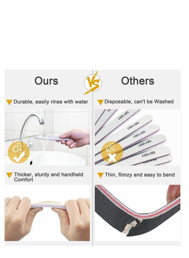 KASTWAVE Professional Nail Files,  Emery Board Nail File for Natural Nails Grit Nail Files for Acrylic Nails 12pcs Fine Grit Nail File Manicure Tools Coarse Washable Fingernail Files(100/180 Grit) - Image 2