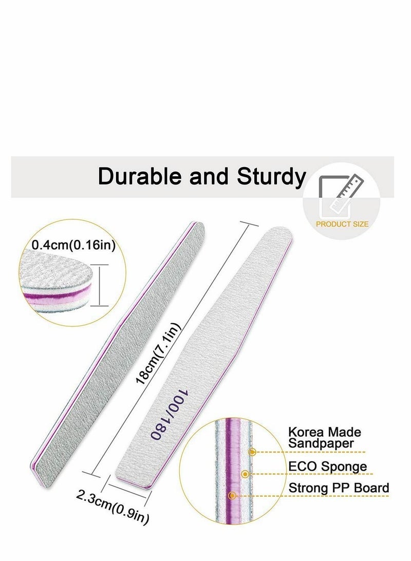 KASTWAVE Professional Nail Files,  Emery Board Nail File for Natural Nails Grit Nail Files for Acrylic Nails 12pcs Fine Grit Nail File Manicure Tools Coarse Washable Fingernail Files(100/180 Grit) - Image 4