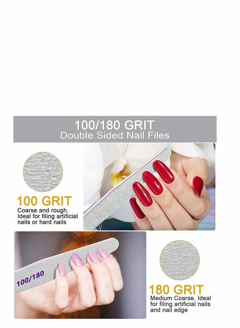 KASTWAVE Professional Nail Files,  Emery Board Nail File for Natural Nails Grit Nail Files for Acrylic Nails 12pcs Fine Grit Nail File Manicure Tools Coarse Washable Fingernail Files(100/180 Grit) - Image 5