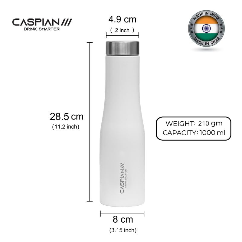 CASPIAN /// Aqua Stainless Steel Water Bottle (Blue, White & Green, 1 Litre, Set of 6)| Leak Proof Thunder for Fridge Home Office Travel School Kids Boys Girls Adults Sports Gym Yoga - Image 5