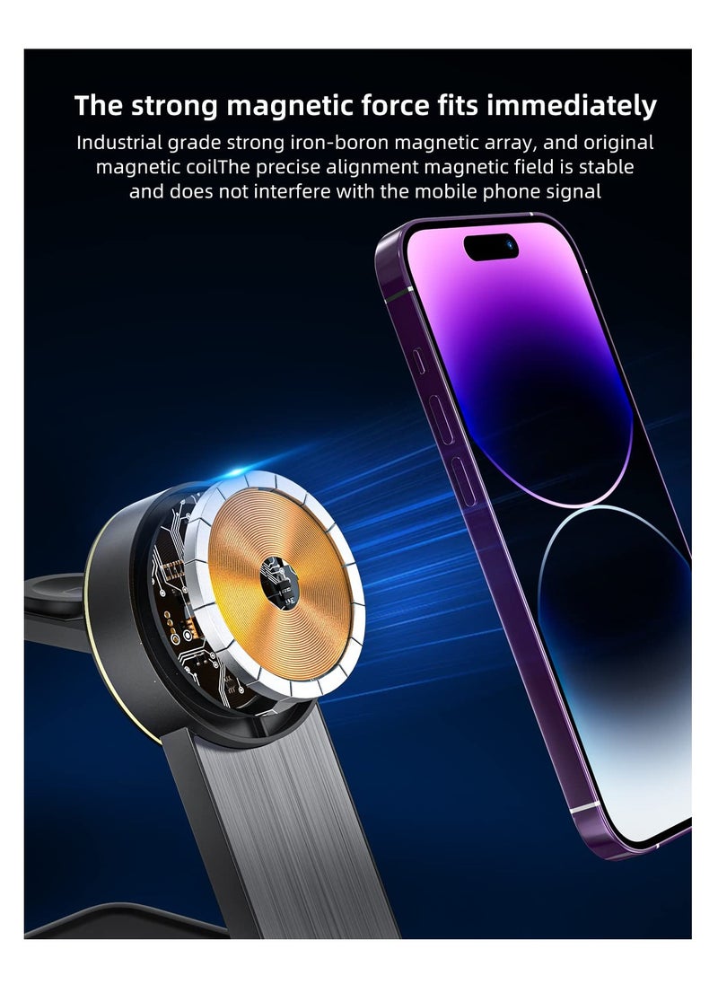 NeotrixQI Magnetic Wireless Charger Mag Safe Charger Stand Foldable Wireless Charging Station for Iphone 15 14 13 Pro Max Charging Station for Iwatch 9 8 Iphone and Watch Charger Stand for Airbuds  - Image 3