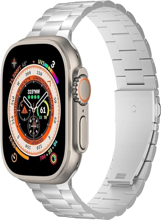 Next store Metal Band Compatible with Apple Watch Band 42-44/45/49 Ultra Series SE 6/5/4/3/2/1 Stainless Steel Strap for iWatch + 1; Removal Tool (Silver)