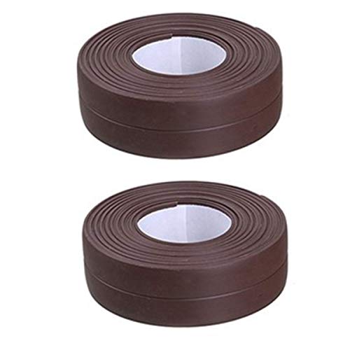 pepplo Caulk Strip,Tub Caulking Tape PVC Self-Adhesive Waterproof Sealing Tape for Kitchen Sink Toilet Bathroom Shower and Bathtub Floor Wall Edge Protector (Brown, Set of 2PCS) - Image 1