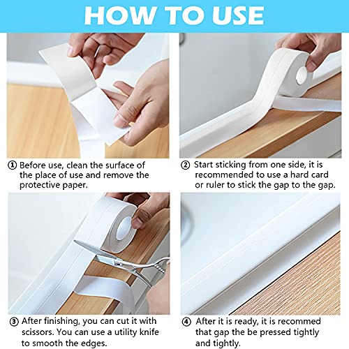 pepplo Caulk Strip,Tub Caulking Tape PVC Self-Adhesive Waterproof Sealing Tape for Kitchen Sink Toilet Bathroom Shower and Bathtub Floor Wall Edge Protector (Brown, Set of 2PCS) - Image 4