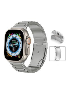 Dado Titanium Metal Watch Band Compatible with Apple Watch Series Ultra 2   9   8 Ultra   8   7   6   5 49 45 44 42 mm  Light Wieght with Double Button Clasp Strap  Titanuim Grey