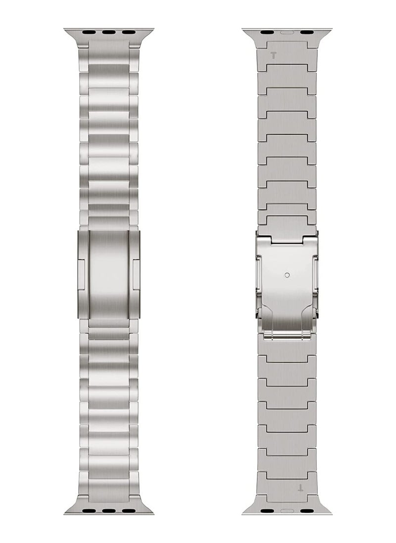 Dado - Dado Titanium Metal Watch Band Compatible with Apple Watch Series Ultra 2   9   8 Ultra   8   7   6   5 49 45 44 42 mm  Light Wieght with Double Button Clasp Strap  Titanuim Grey - Image 1
