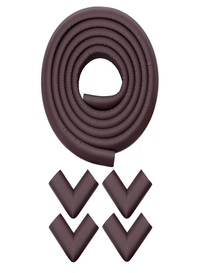 HYDERON® Baby Proofing Edge and Corner Guards - [2M Edge + 4 Corners] Safety 3M Pre-Taped Furniture Bumper for Fireplace, Table, Stair, Cabinet, and More (Color: Brown) - Image 1