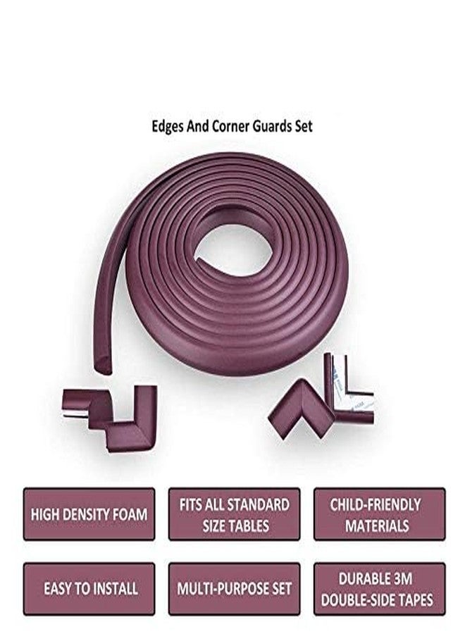 HYDERON® Baby Proofing Edge and Corner Guards - [2M Edge + 4 Corners] Safety 3M Pre-Taped Furniture Bumper for Fireplace, Table, Stair, Cabinet, and More (Color: Brown) - Image 5