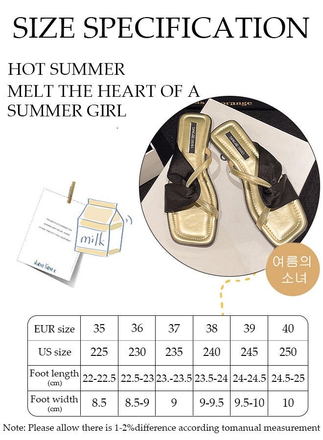 DUNISO Women's Slip On Flat Sandals Square Open Toe Slide Sandals Comfortable Women Slippers Nonslip Backless Beach Slip for Indoor and Outdoor - Image 4