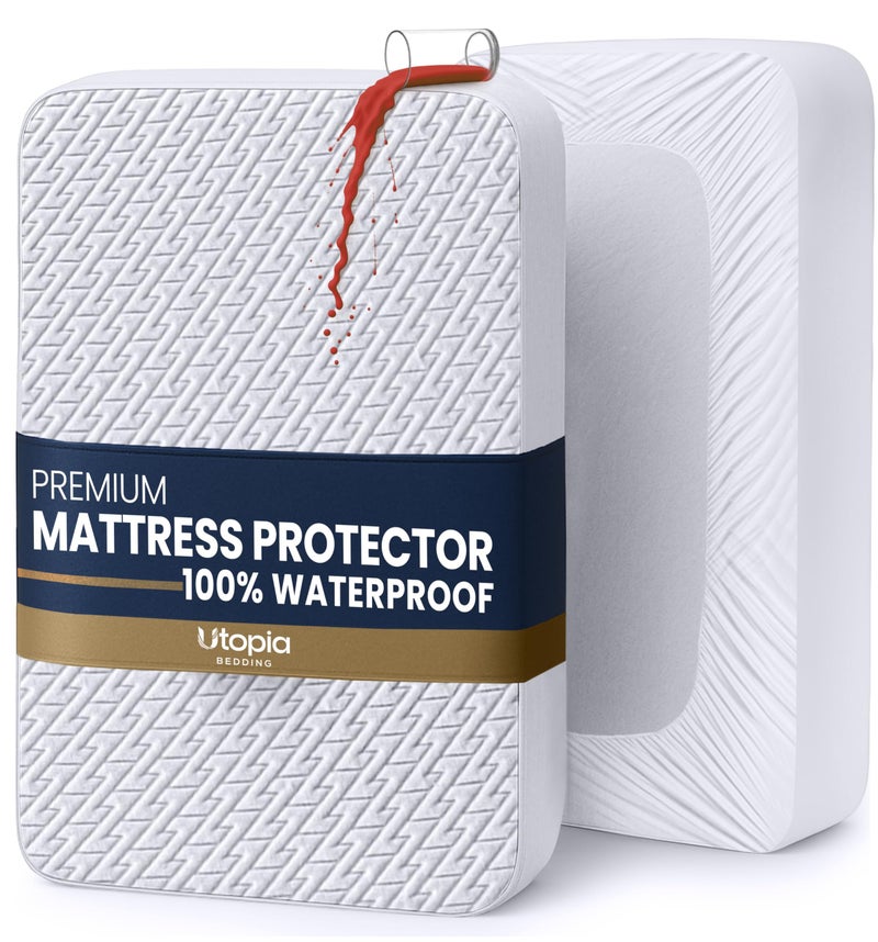 Utopia Bedding Waterproof Mattress Protector Queen Size, Premium 3D Air Soft Fabric Mattress Cover, Fits 17 Inches Deep, Breathable, Fitted Style with Stretchable Pockets - Image 1