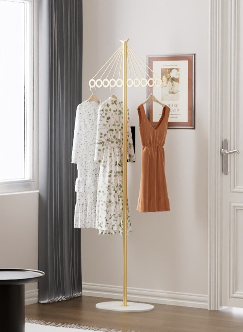 XiuWoo Gold Coat Racks, Metal Coat Racks Freestanding with 10 Rings, Modern Coat Hanger with Marble Style Base, Coat Stand for Entryway, Bedroom, Living Room, Office - Image 1