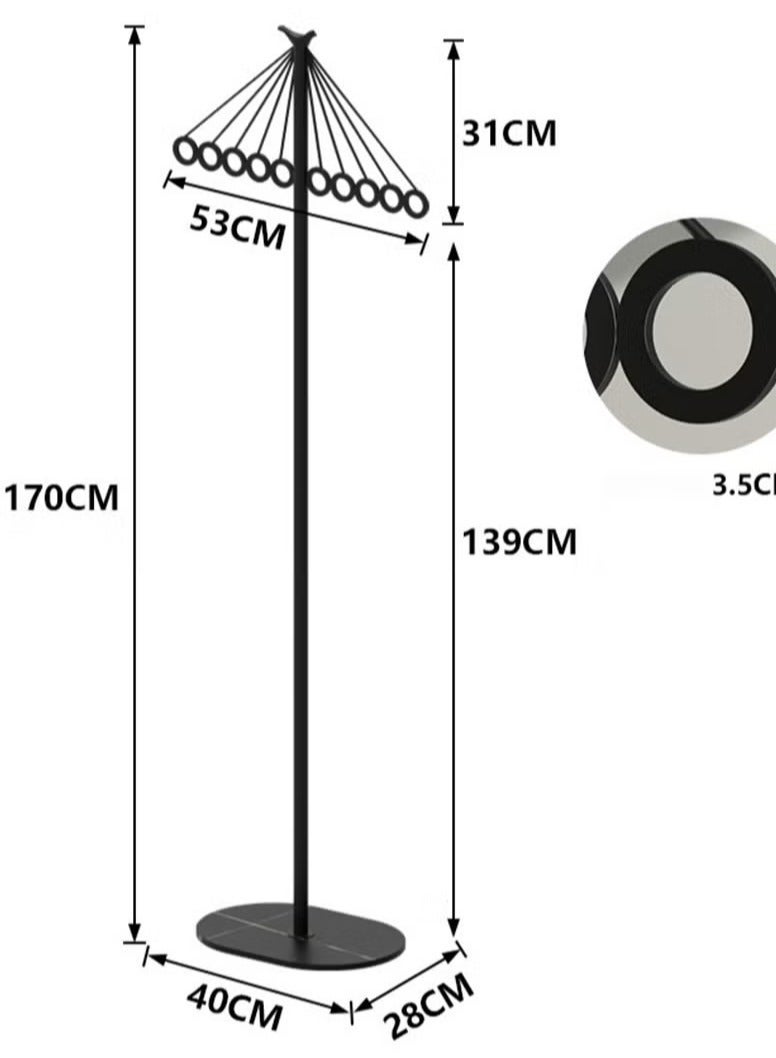 XiuWoo Gold Coat Racks, Metal Coat Racks Freestanding with 10 Rings, Modern Coat Hanger with Marble Style Base, Coat Stand for Entryway, Bedroom, Living Room, Office - Image 5