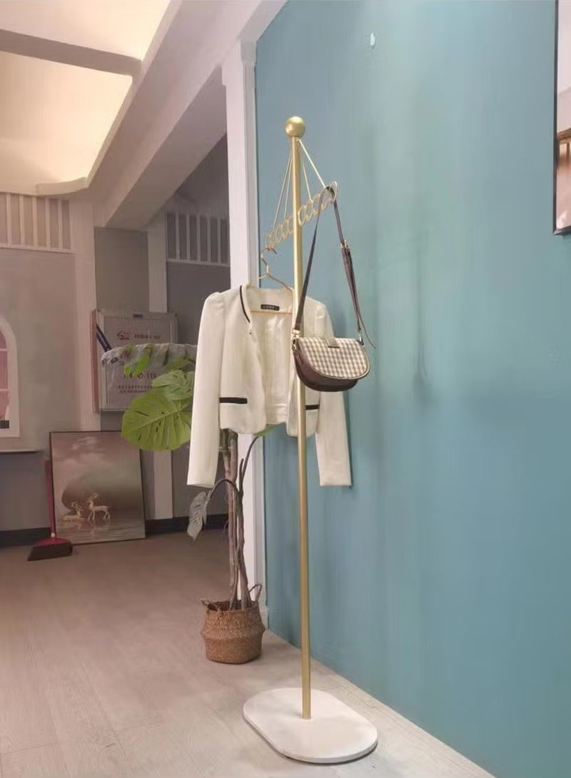 XiuWoo Gold Coat Racks, Metal Coat Racks Freestanding with 10 Rings, Modern Coat Hanger with Marble Style Base, Coat Stand for Entryway, Bedroom, Living Room, Office - Image 2