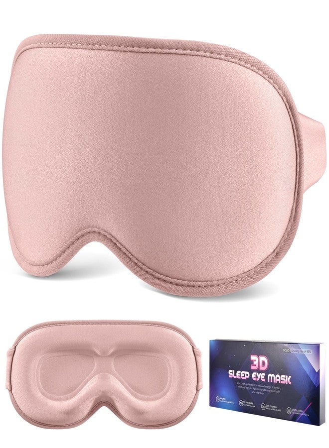 VENMATE Sleep Mask for Side Sleeper Women Men, Eye Mask for Sleeping Light Blocking, 3D Contoured Cup Sleeping Mask, Soft Breathable Sleep Eye Mask with Adjustable Elastic Strap for Travel Pink - Image 1