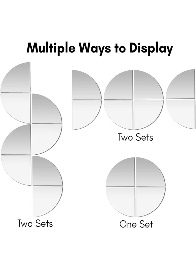Americanflat Americanflat Adhesive Mirror Tiles  Set of 4 Quarters Circle Mirrors for Wall and Home Decor  Peel and Stick Mirrors  Modern Glass Mirror for Bathroom Bedroom Living Room  - Image 3