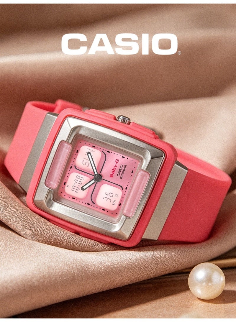 Casio BABY-G Women's Analog-Digital Watch, Silver Analog-Digital Dial, Pink Matte Resin Strap, Shock Resistant & 100M Water Resistant BG-81-4E1DR - Image 4