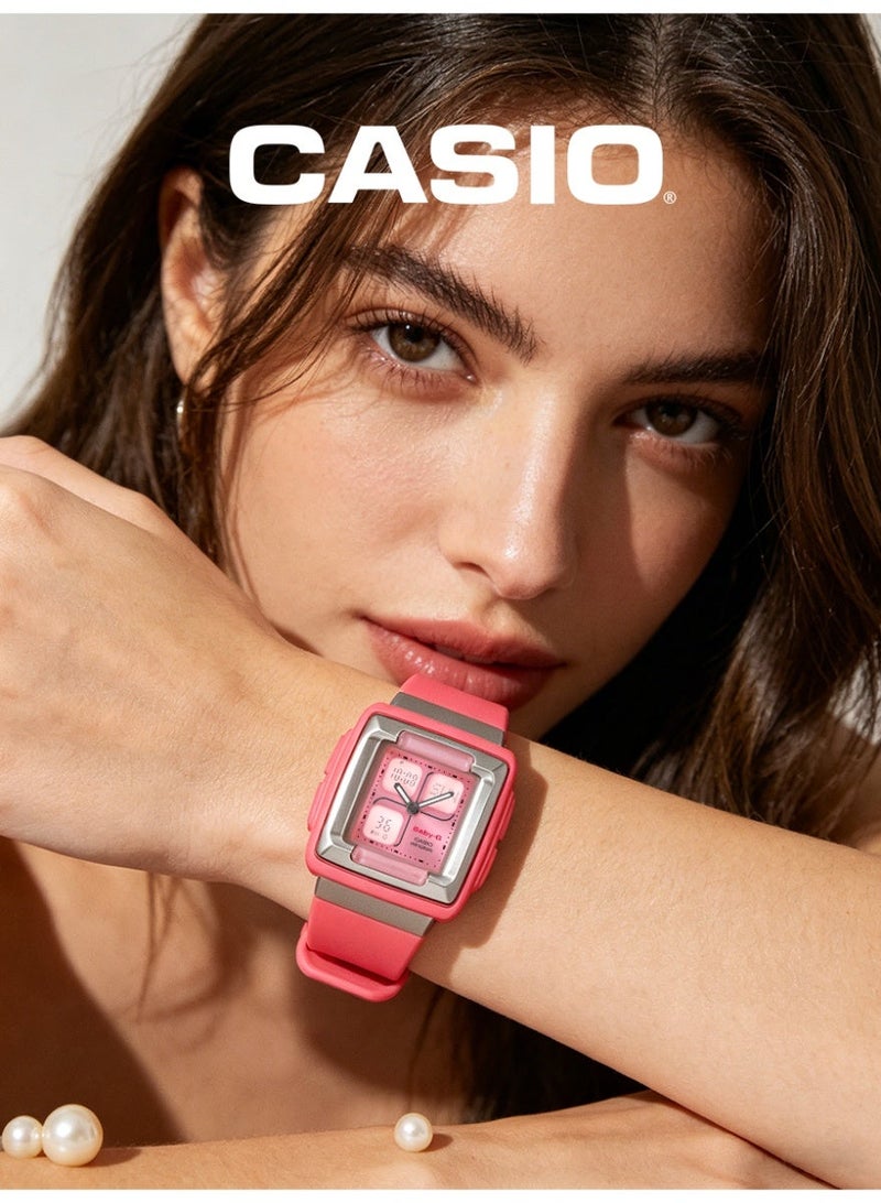Casio BABY-G Women's Analog-Digital Watch, Silver Analog-Digital Dial, Pink Matte Resin Strap, Shock Resistant & 100M Water Resistant BG-81-4E1DR - Image 1