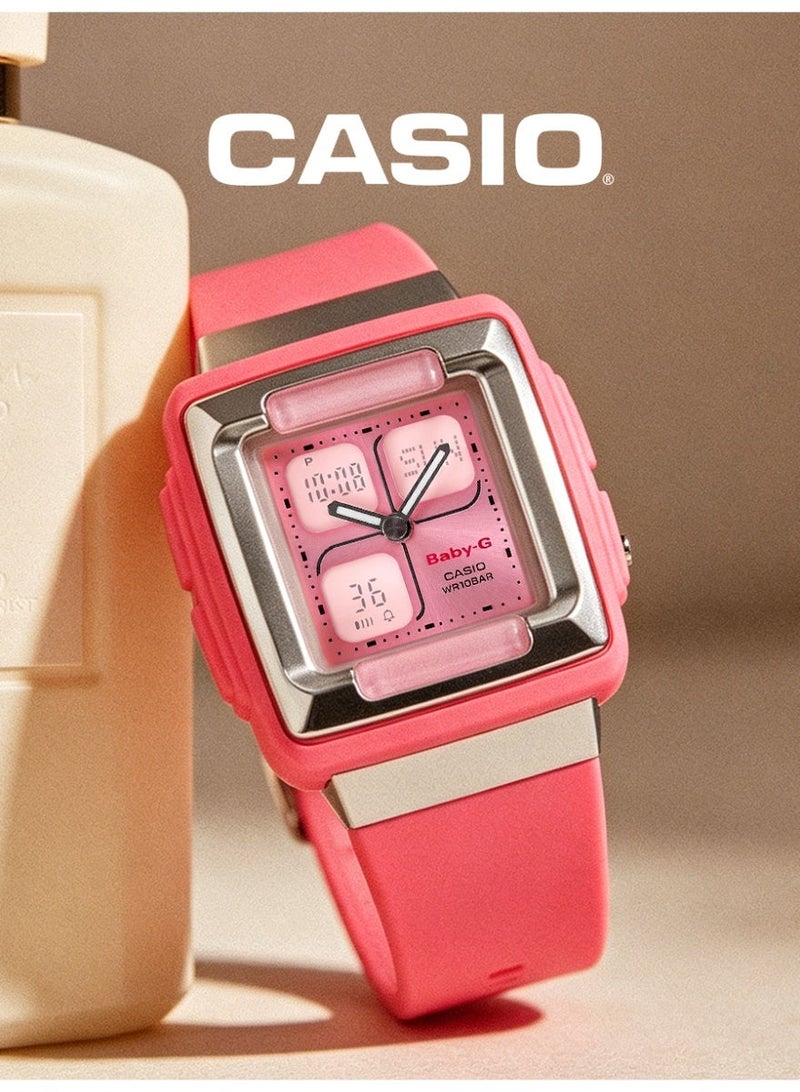Casio BABY-G Women's Analog-Digital Watch, Silver Analog-Digital Dial, Pink Matte Resin Strap, Shock Resistant & 100M Water Resistant BG-81-4E1DR - Image 3