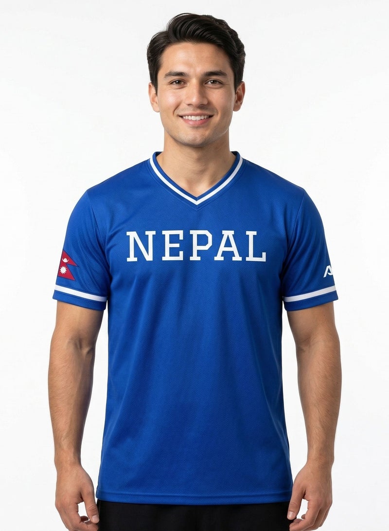 Baseball United قميص فريق نيبال الوطني للبيسبول للرجال بتصميم V-Neck - Image 1