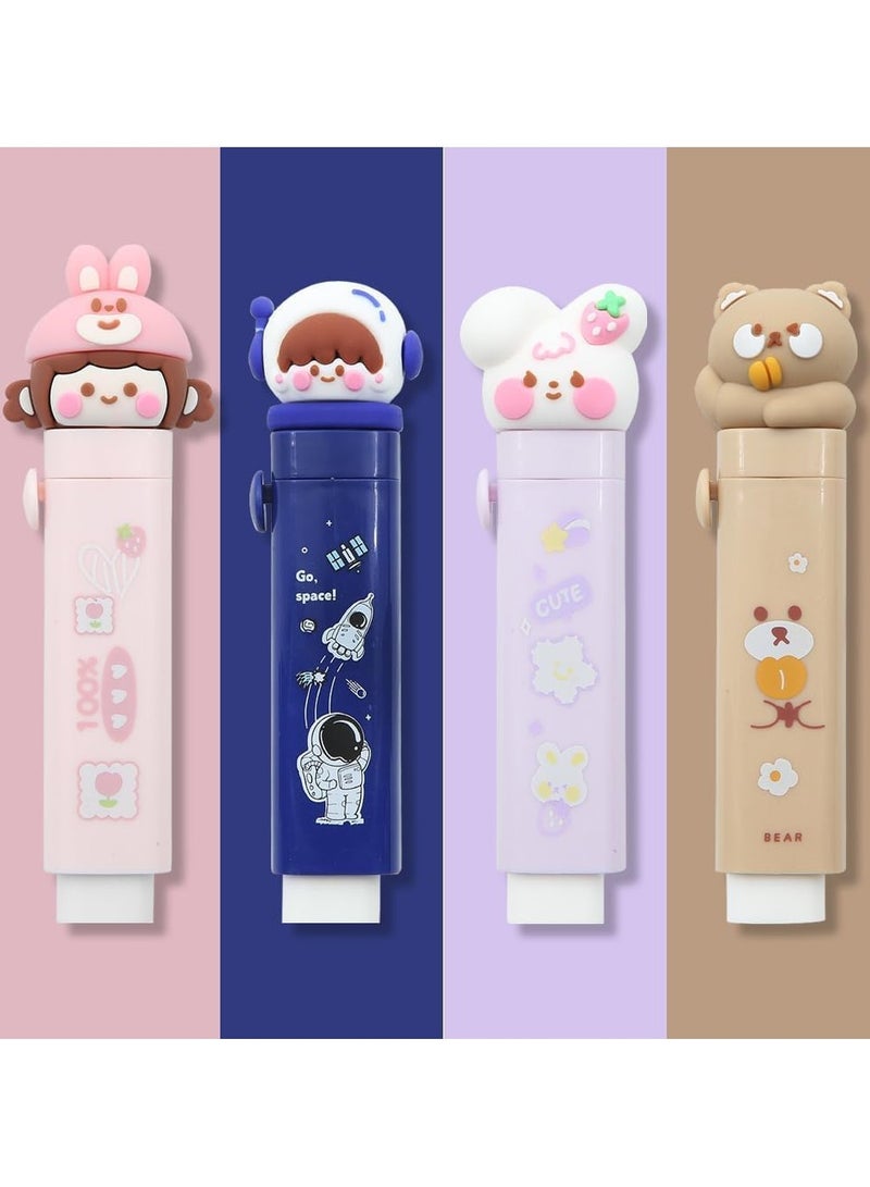 SYOSI Eraser Cute Retractable Rubber, Retractable Eraser with Eraser Refills, Cute Cat Paw Erasers, Sliding Retractable Eraser for Fun Party Favor and Kids Students Writing Office School Supplies 4 Pcs  - Image 4