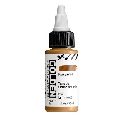 GOLDEN High Flow Acrylics Raw Sienna 1 fl oz Bottle Professional Acrylic Paint SemiOpaque - Image 1