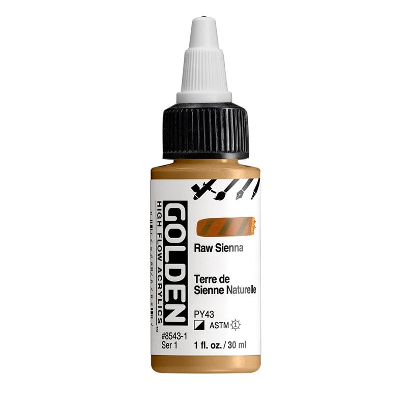 GOLDEN High Flow Acrylics Raw Sienna 1 fl oz Bottle Professional Acrylic Paint SemiOpaque - Image 2