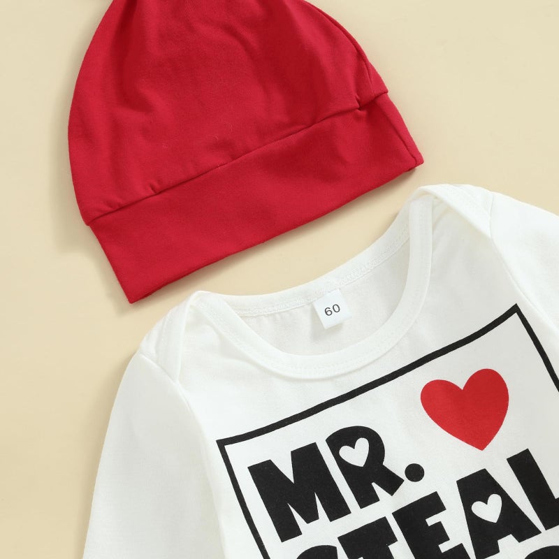 Gureui My First Valentines Day Baby Boy Outfit Long Sleeve Heart Print Romper Onesie Pants Toddler Infant Newborn Clothes (A Red Mr Steal Your Heart, 3-6 Months) - Image 5